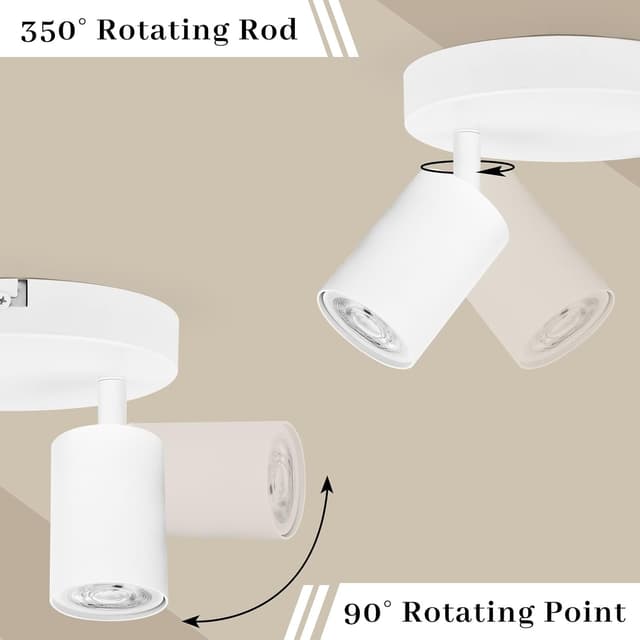 Detalle 2 de GeyouLux 2-flammiger Deckenstrahler rund (GU10) mit schwenkbaren Spots
