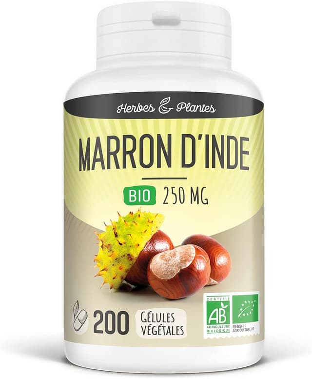 Detalle de Herbes & Plantes Marron d’Inde Bio – 200 gélules végétales