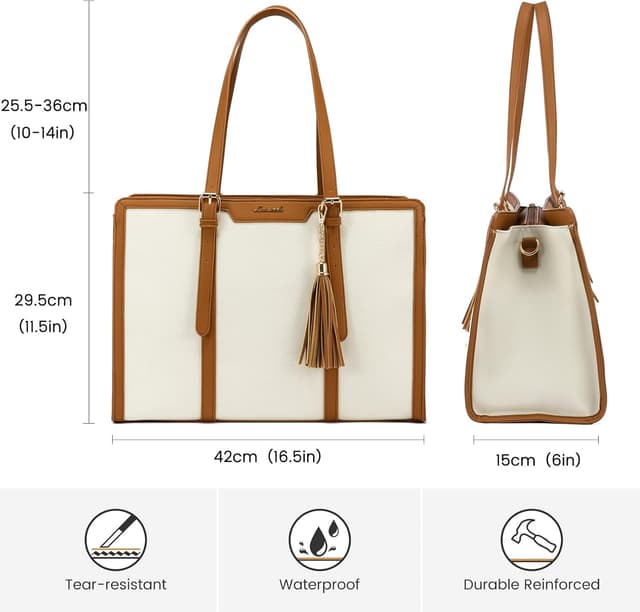 Thumbnail 6 de LOVEVOOK Laptop Tote Bag 15.6 inch Beige
