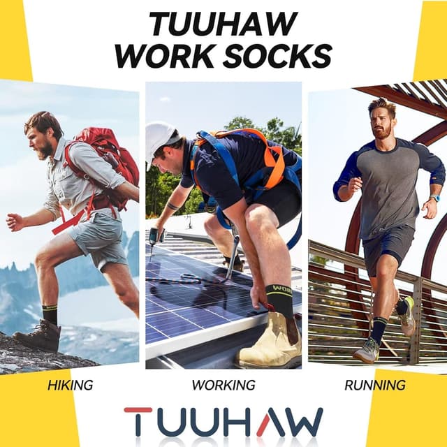 Thumbnail 6 de TUUHAW Calze da lavoro uomo 10 paia in cotone spugna
