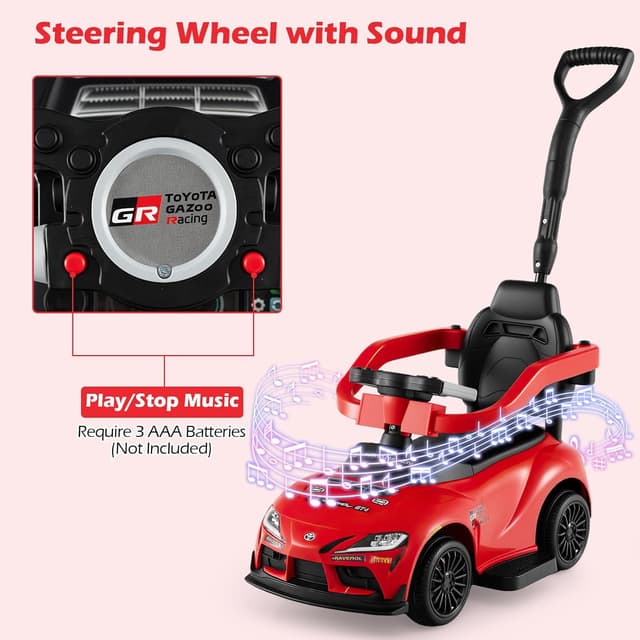 Detalle de INFANS Licensed Toyota Ride-On Push Car (3-in-1) for Toddlers with Music & Storage, Red