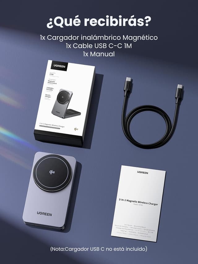 Thumbnail 7 de UGREEN MagFlow Qi2 Cargador Inalámbrico 15W para iPhone y AirPods ⚡