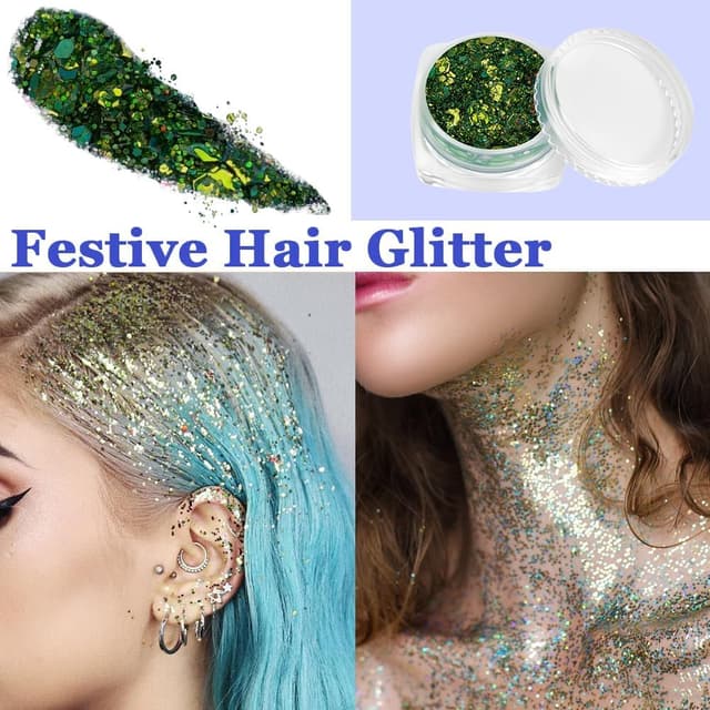 Detalle 2 de AOOWU Festival Gel Glitter per viso e corpo, set da 12 gel glitterato