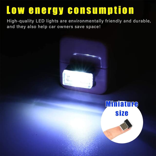 Detalle de Augeny 7 PCS USB LED Car Interior Atmosphere Lamp (Plug-in USB, Multi-Color)