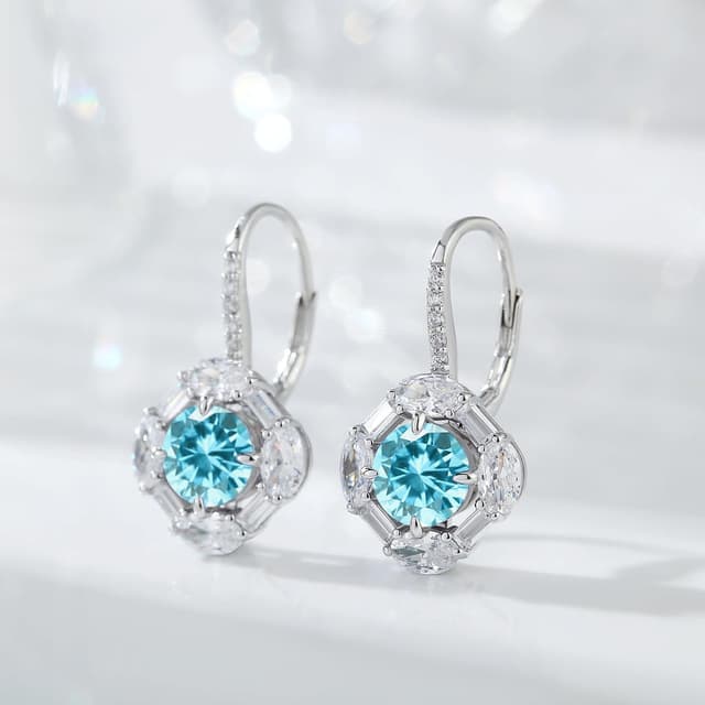 Detalle de jiamiaoi 18 Karat Weißgold plattiert Ohrringe Hängend mit Zirkonia (925 Sterling Silber)