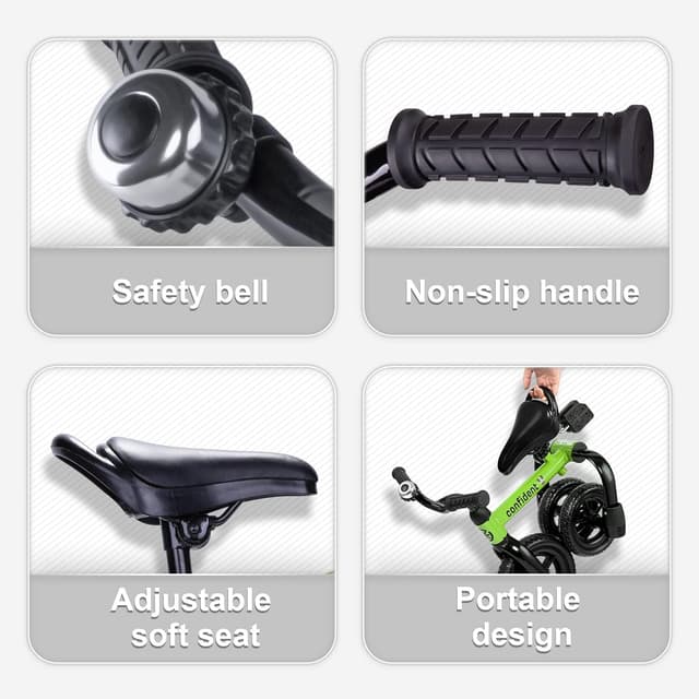 Detalle de YGJT 3-in-1 Tricycle for Toddlers (Age 2–5), Folding Ride-On with Adjustable Seat & Removable Pedals