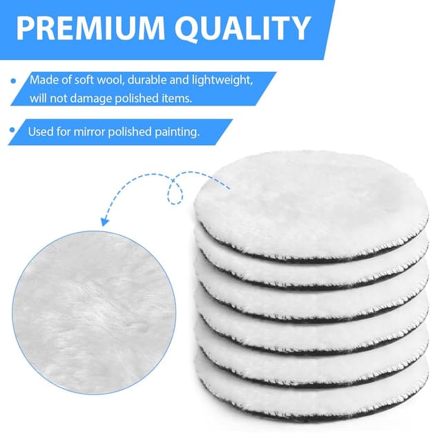 Detalle de JOYSAL kit lucidatura auto 8 pezzi per trapano: tamponi in lana da 80 mm con adattatore M10