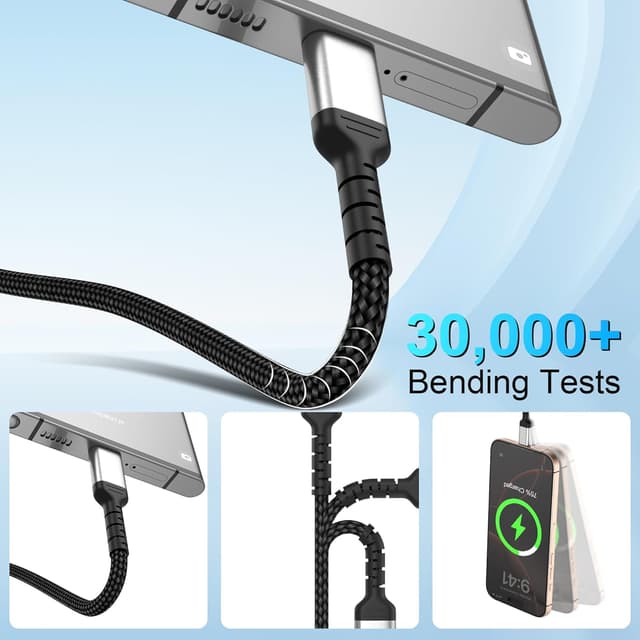 Detalle de USB-C Ladekabel 30 cm 3er-Set für Schnellladen