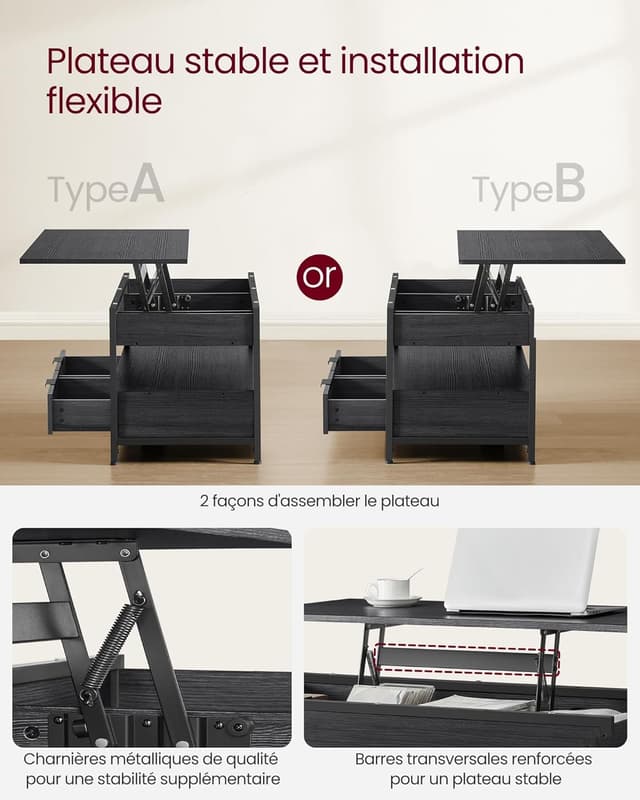 Thumbnail 5 de VASAGLE LCT209K02 table basse 63 cm 🛋