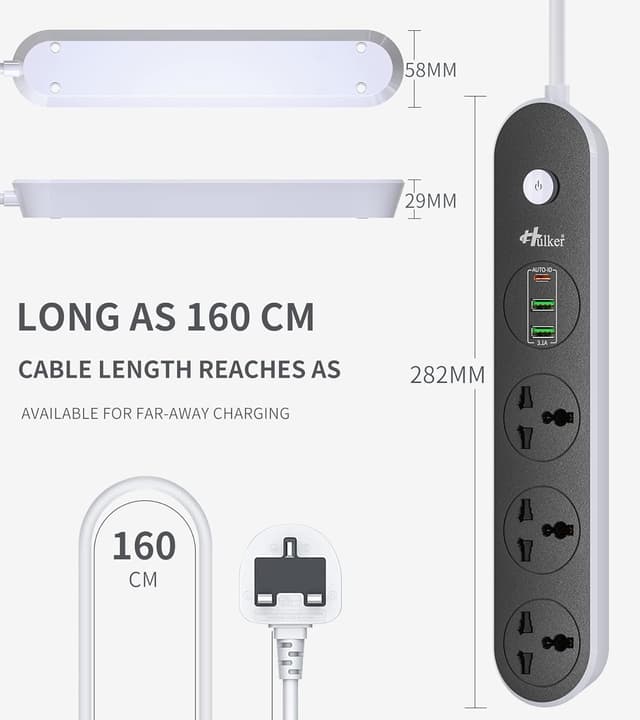 Thumbnail 5 de Hulker Extension Lead 3-way with 3 USB ports 1.6 m 🪫