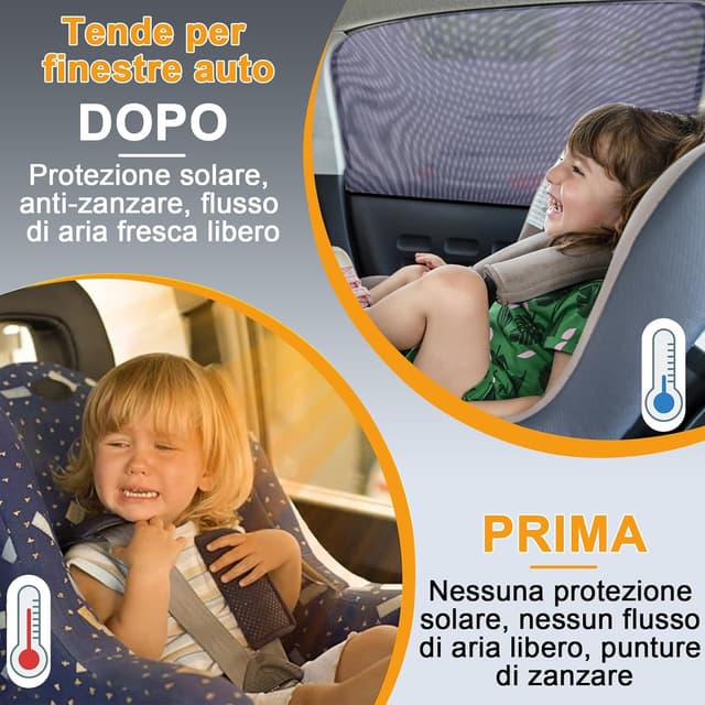 Detalle de Rajvia Tendine parasole auto per bambini (misura universale L) per finestrini posteriori