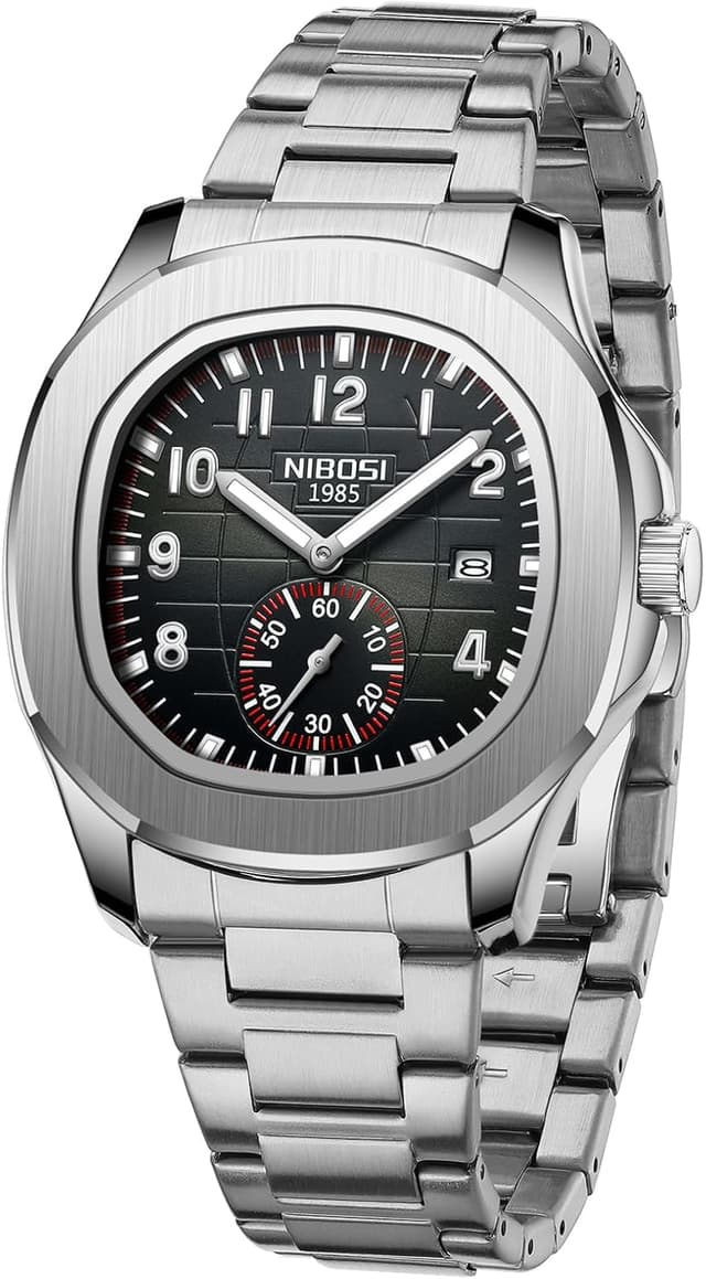 Detalle de NIBOSI Men’s Analog Quartz Watch with Silicone Strap – Business Waterproof 3 ATM