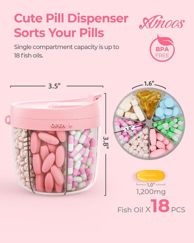 Detalle 2 de AMOOS Cute Pill Dispenser 7-Compartment Organizer ๐