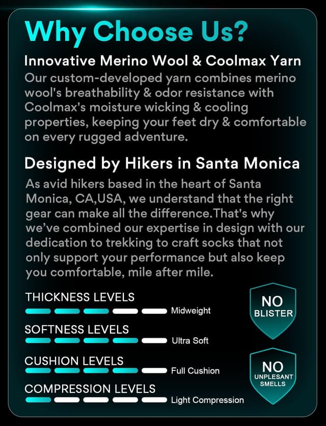 Thumbnail 4 de Juclise Merino Wool Hiking Socks 62% Merino