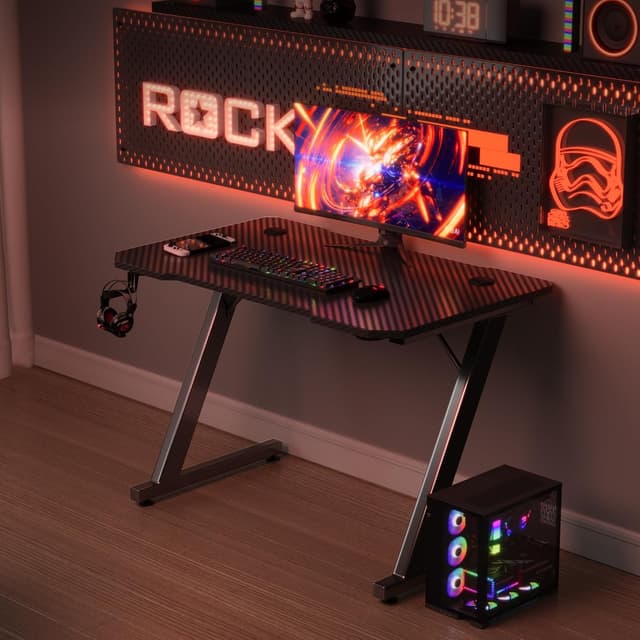 Detalle 2 de TRIUMPHKEY Mesa Gaming Z 80x52cm con Gancho para Auriculares 🖥