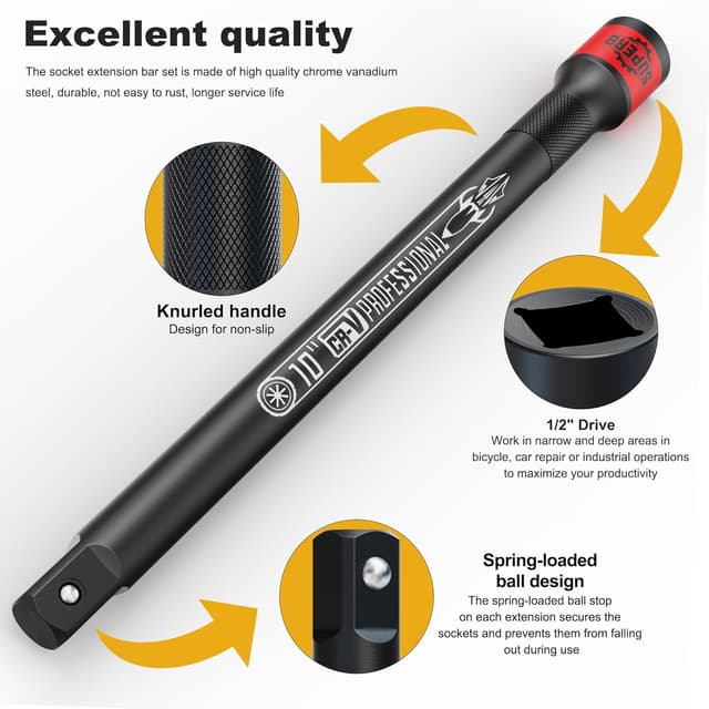 Thumbnail 2 de KIRXST 1/2" Impact Extension Bar Set 3pc 75/125/250mm