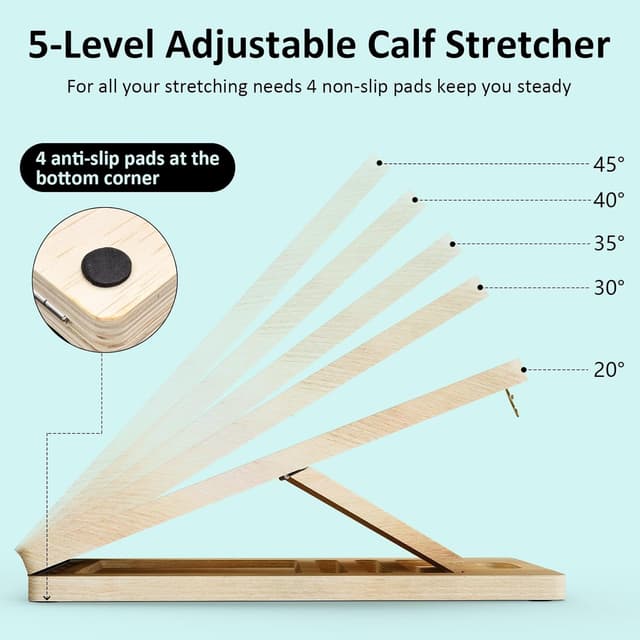 Detalle de FitinOne 2-in-1 Wooden Balance Board & Slant Board with 5-Position Adjustable Incline