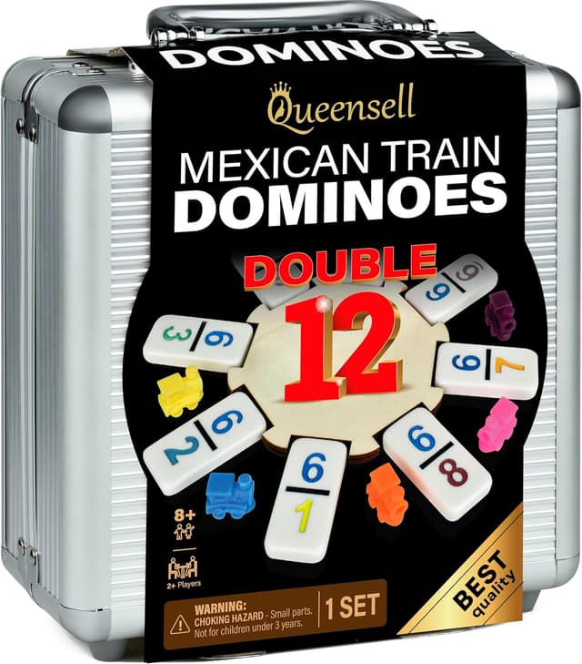Imagen de Queensell Mexican Train Dominoes Set with Numbers 91 tiles 🎲 en OfertitasTOP