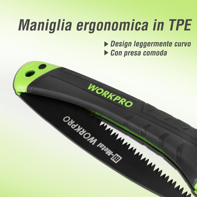 Thumbnail 4 de WORKPRO Sega da potatura pieghevole 180 mm con chiusura di sicurezza e taglio a triplo dente
