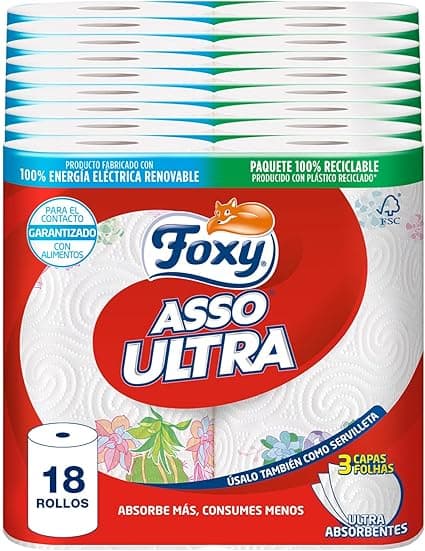 Imagen de Foxy Asso Ultra Papel Cocina, 18 Rollos, 3 Capas en OfertitasTOP
