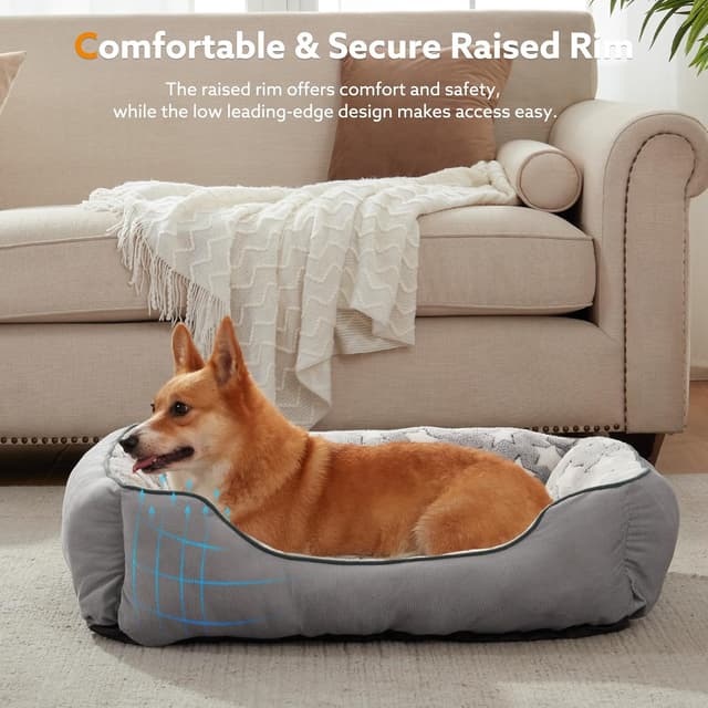 Detalle 2 de MIXJOY Dog Bed Medium (63 x 53 x 21 cm) – Washable cosy pet bed with anti-slip base