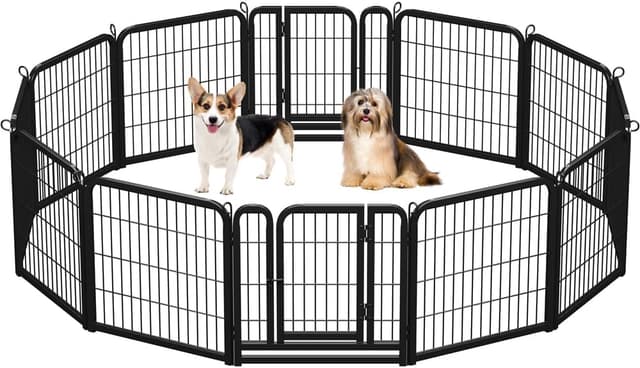 Detalle de Welpenlaufstall Yaheetech 12-teilig (63 cm hoch) faltbar mit 2 Türen – für Wohnung & Garten