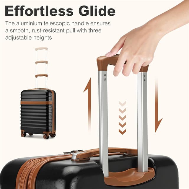 Detalle de KONO valise à roulettes coque rigide ABS/PC avec serrure TSA 4 roues XXL 86 cm noir/marron