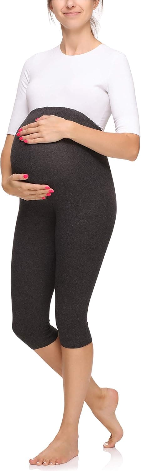 Detalle de Merry Style Leggings premaman 3/4 da donna con cintura alta MS10-298