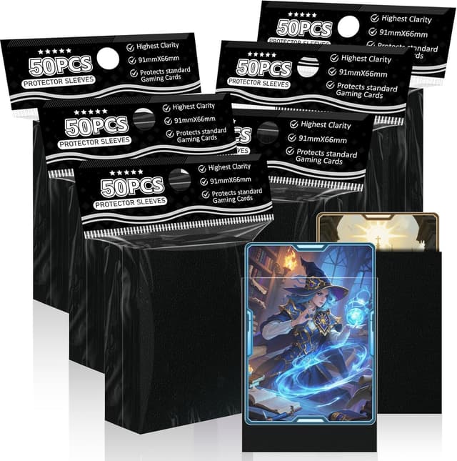 Detalle de Black Card Sleeves Fit for MTG – 300 Pack Perfect Fit Standard Card Sleeves for Trading Cards