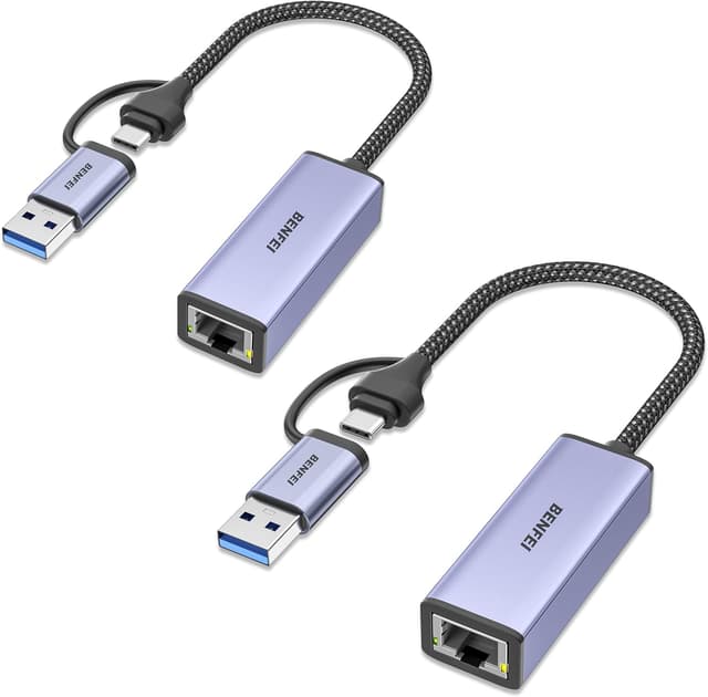 Detalle de BENFEI USB-Ethernet-Adapter 1.000 Mbit/s (2er-Set) von USB auf RJ45 für Gigabit LAN