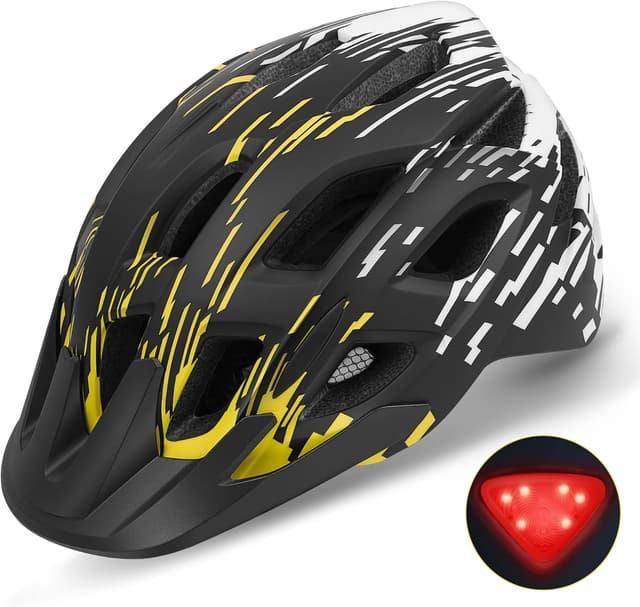 Detalle de TADPOLE Bike Helmet with Tail Light and Detachable Visor (21 vents, adjustable fit 57–61cm)