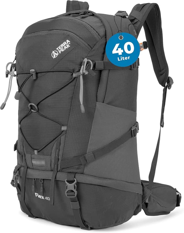 Detalle de Terra Peak FLEX 40 – Sac à dos de randonnée 40L (FLEX 40) respirant et imperméable, conçu pour femme et homme