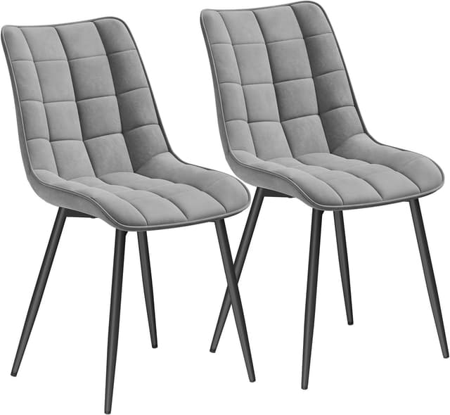 Detalle de WOLTU Esszimmerstühle im 2er-Set mit Samtbezug, Metallbeinen und Rückenlehne (hellgrau)