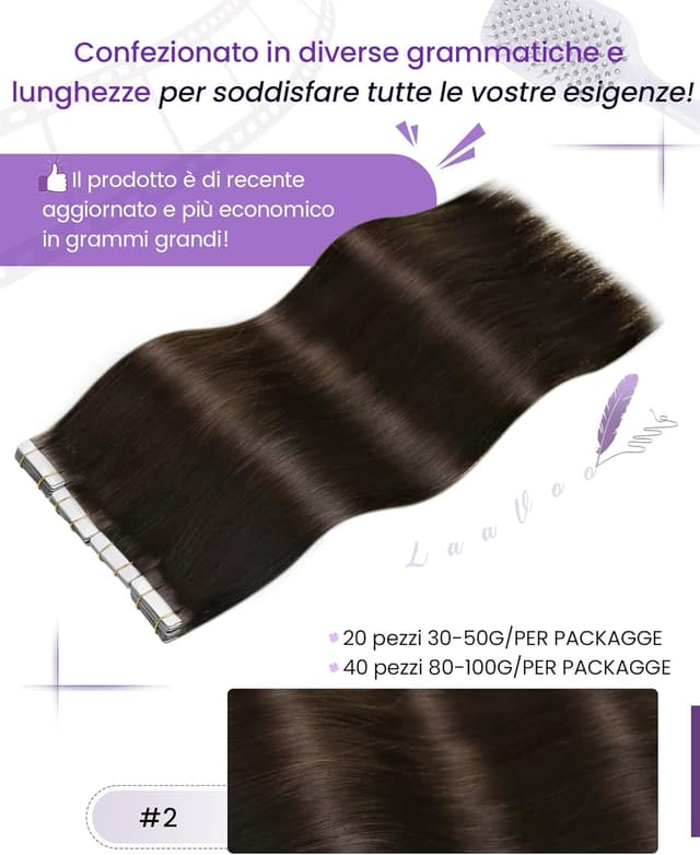 Thumbnail 2 de LaaVoo Extension Biadesive 45 cm Castano Scuro