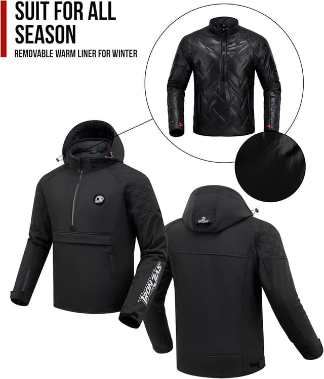 Thumbnail 6 de IRON JIA’S Motorradjacke Herren 3-in-1 alle Jahreszeiten mit CE-Schulter- und Ellbogenprotektoren, XL