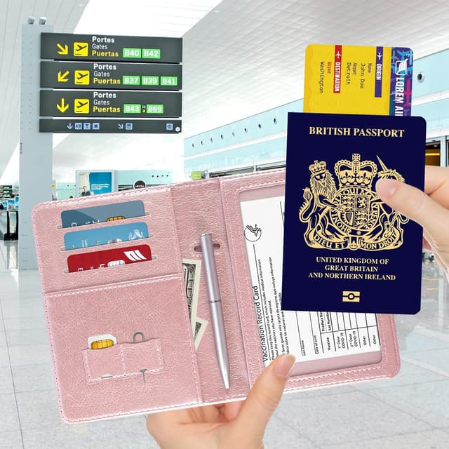 Detalle de DMLuna Premium PU Leather Passport Holder with RFID Blocking