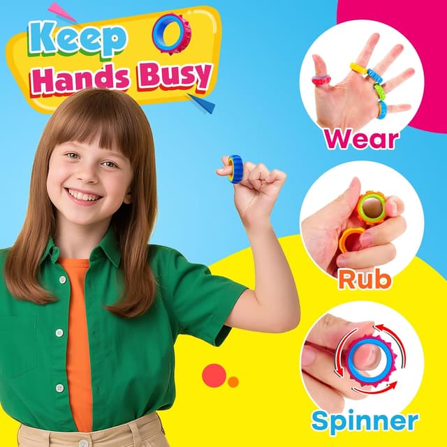 Detalle de OleOletOy Sensory Spinner Rings (24-piece bulk) for kids