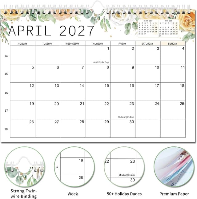Detalle de Wall Calendar 2026-2027 UK 18 Month