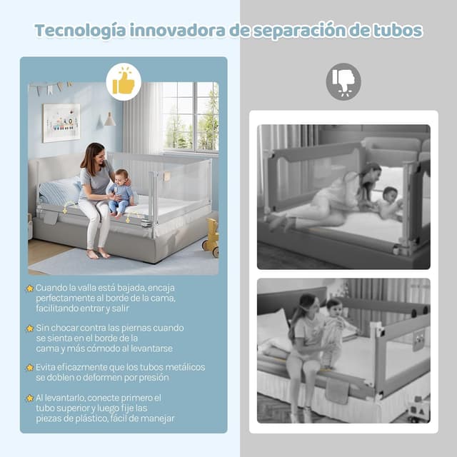 Thumbnail 4 de WOLTU Barandilla de seguridad 200 cm para cama 🛏️