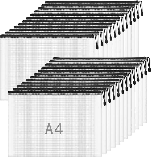 Detalle de Plastic Wallets A4 Zip Folder 24 pack