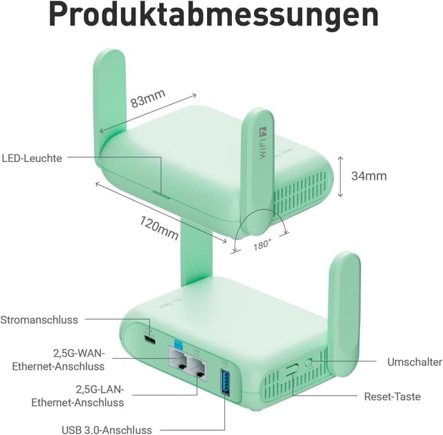 Thumbnail 2 de GL.iNet GL-MT3600BE Beryl 7 WLAN Reiserouter