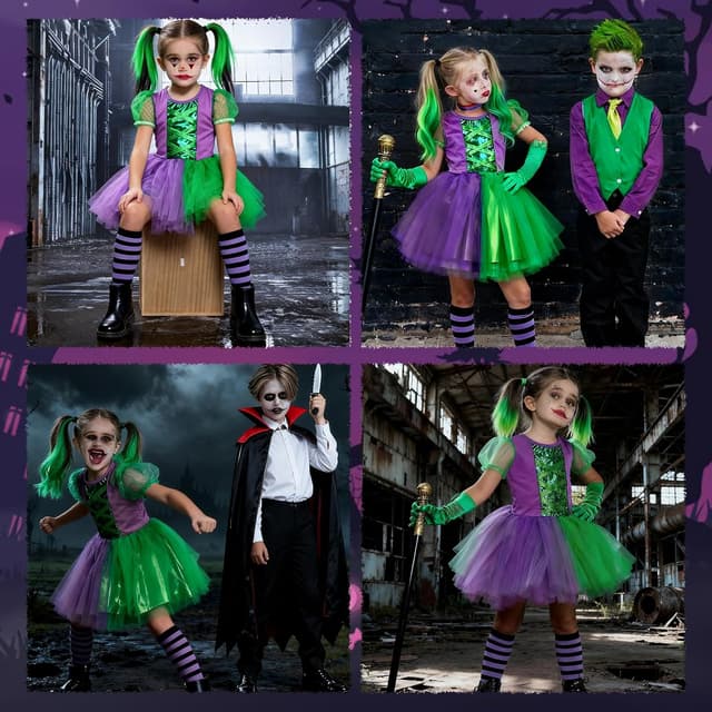 Thumbnail 6 de BITOYO Déguisement Halloween Fille 7 Pièces Clown