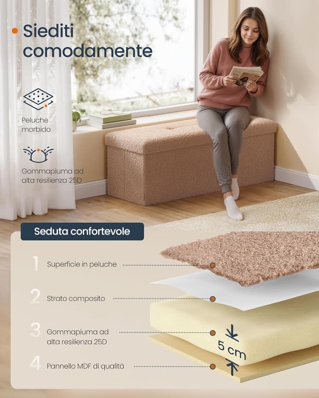 Thumbnail 3 de SONGMICS Cassapanca 38x110x38 cm cassapanca contenitore