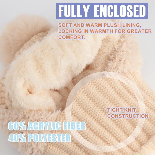 Detalle de DRESHOW women’s winter balaclava knit beanie hat with drawstring hood scarf – 3-in-1 windproof face cover