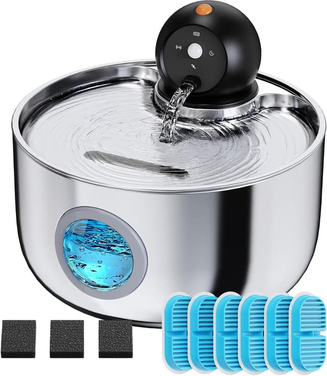 Detalle de Katzenbrunnen mit Sensor 2,6 l Edelstahl