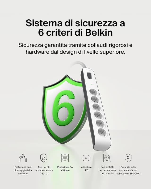 Thumbnail 3 de Belkin Ciabatta multipresa 6 prese, 650 J 🪫