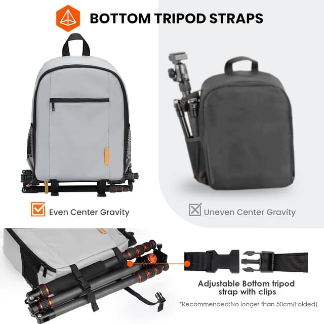 Detalle de TARION Kamerarucksack klein TB-M – kompakter Fotorucksack für DSLR & Zubehör (Grau)