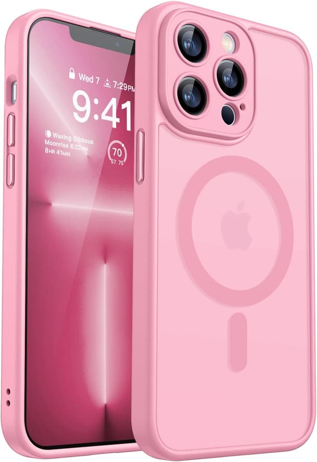 Detalle de CANSHN Magnetic Case for iPhone 13 Pro Max (6.7-inch) with full camera protection – Pink