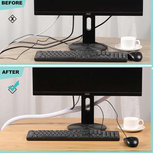 Detalle 2 de AGPTEK 6 m Kabelschlauch (15–25 mm) selbstschließend – flexibler Kabelmantel für Kabelmanagement am Schreibtisch