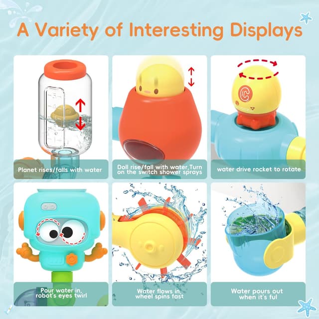 Detalle de STEM Badespielzeug ab 3 Jahren – DIY Rohr-Bausatz mit Saugnäpfen und 27 Teilen für die Badewanne